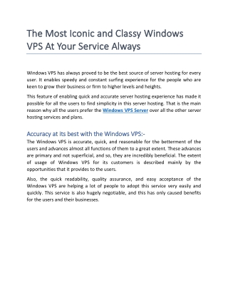 Most reliable windows VPS Server Hosting