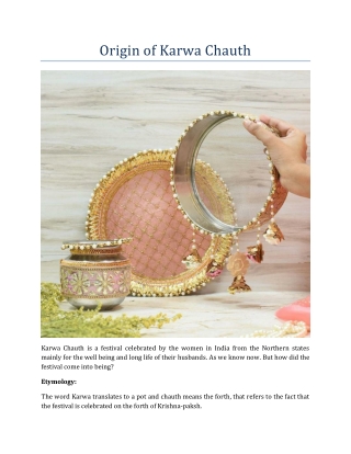 Origin of Karwa Chauth