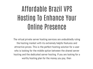 Get Managed Brazil VPS Hosting with Onlive Server