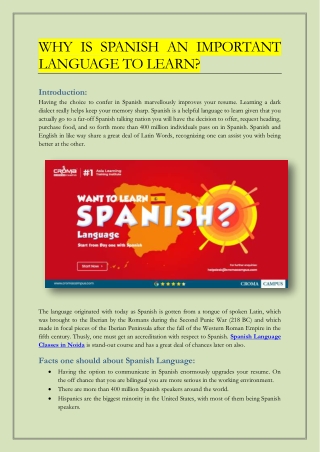 WHY IS SPANISH AN IMPORTANT LANGUAGE TO LEARN?