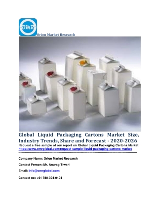 Global Liquid Packaging Cartons Market Size, Industry Trends, Share and Forecast - 2020-2026