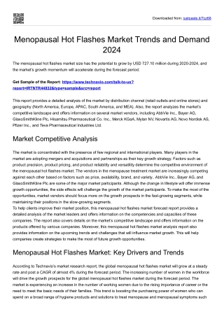 Menopausal Hot Flashes Market Growth 2024