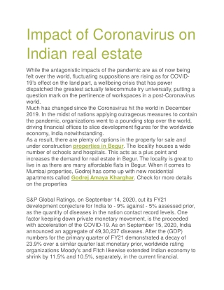 Impact of Coronavirus on Indian real estate