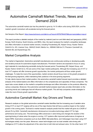 Automotive Camshaft Market Growth 2024