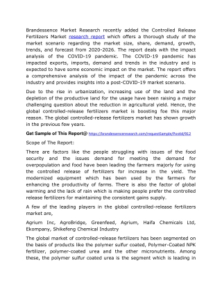 Controlled Release Fertilizers Market Size, Growth Analysis, Share, Demand, Types, Top Key Players And Forecast To 2025