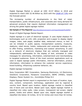 Digital Signage Market Size, Growth Analysis, Share, Demand, Types, Top Key Players And Forecast To 2025