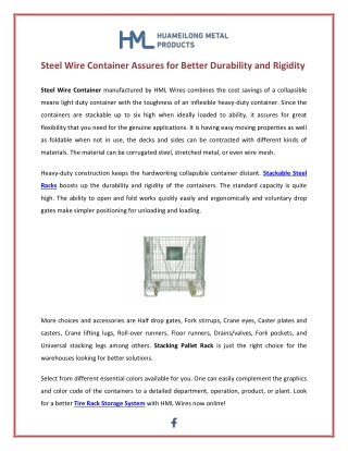 Steel Wire Container Assures for Better Durability and Rigidity