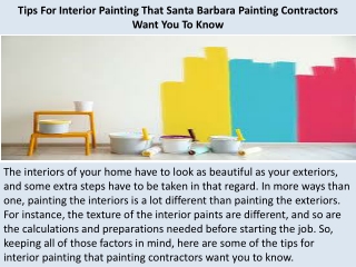 Tips For Interior Painting That Santa Barbara Painting Contractors Want You To Know