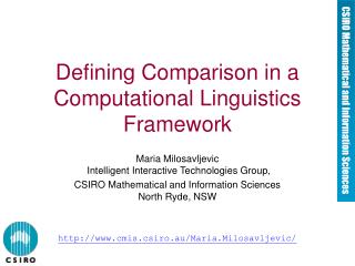 Defining Comparison in a Computational Linguistics Framework