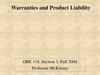 Warranties and Product Liability