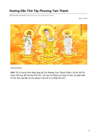 Hướng Dẫn Thờ Tây Phương Tam Thánh