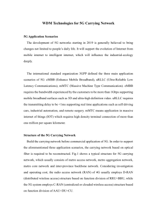 WDM Technologies for 5G Carrying Network