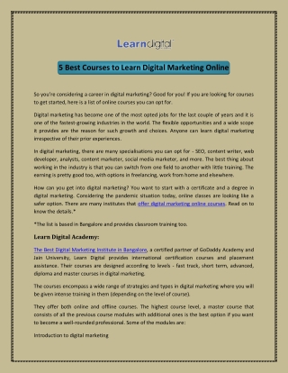 5 Best Courses to Learn Digital Marketing Online