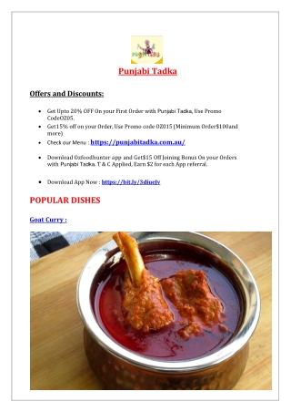 Punjabi Tadka – 20% off- Indian restaurant Salisbury, Adelaide SA