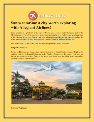 Santa catarina: a city worth exploring with Allegiant Airlines!