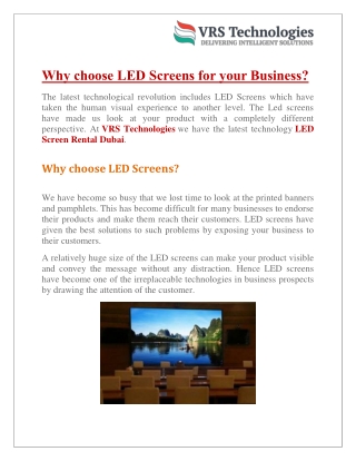 Why choose LED Screens for your Business?