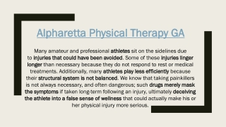 Alpharetta Physical Therapy GA