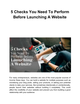 5 Checks You Need To Perform Before Launching A Website