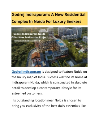 Godrej Indirapuram: A New Residential Complex In Noida For Luxury Seekers