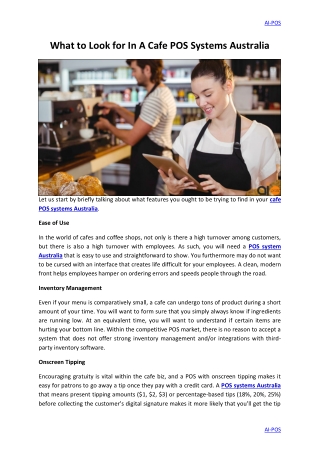 What to Look for In A Cafe POS Systems Australia
