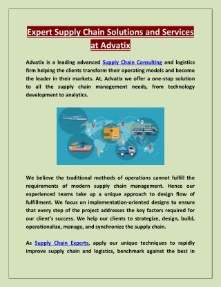 Expert Supply Chain Solutions and Services at Advatix