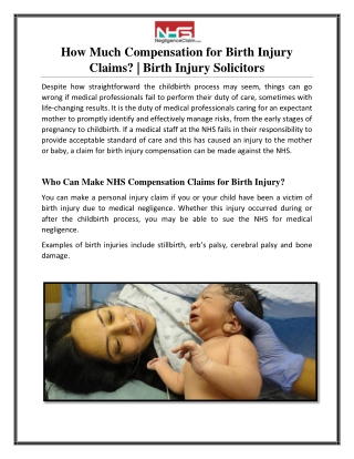 How Much Compensation for Birth Injury Claims? | Birth Injury Solicitors