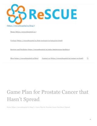 Game Plan for Prostate Cancer that Hasn’t Spread