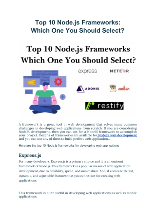Top 10 Node.js Frameworks: Which One You Should Select? - CSSChopper
