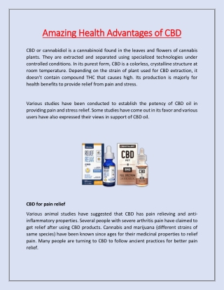 Amazing Health Advantages of CBD