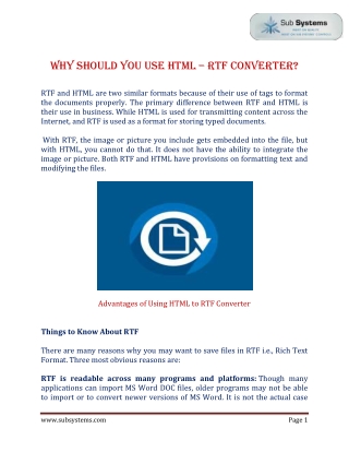 Why Should You Use HTML – RTF Converter?