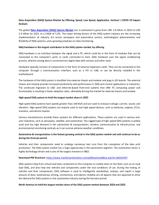 Data Acquisition (DAQ) System Market by Offering, Speed, Low Speed, Application, Vertical | COVID-19 Impact Analysis | M