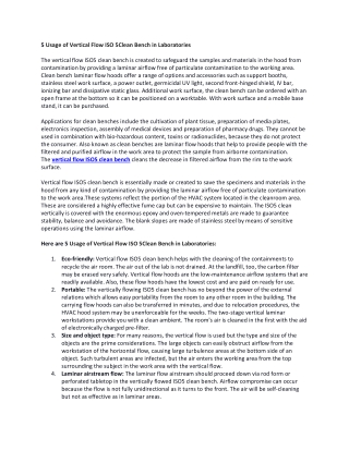 5 Usage of Vertical Flow ISO5 Clean Bench in Laboratories