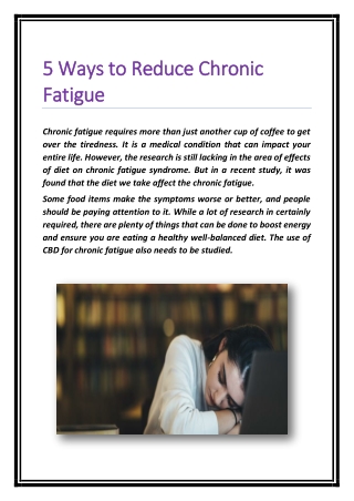 5 Ways to Reduce Chronic Fatigue