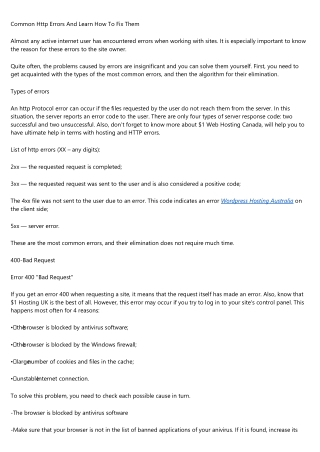 Common Http Errors And Learn How To Fix Them