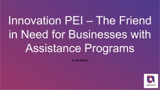 Innovation PEI - The Friend in Need for professional execution of business with Assistance Programs