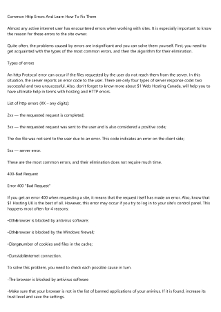Common Http Errors And Learn How To Fix Them