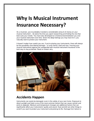 Why Is Musical Instrument Insurance Necessary?