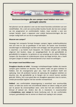 Basisvoorzieningen die een camper moet hebben voor een geslaagde vakantie