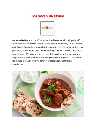 5% Off - Bharawan Da Dhaba Springvale Takeaway Menu, VIC