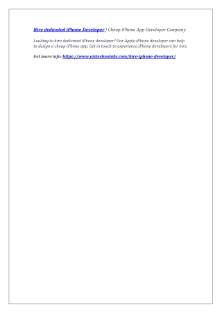 Hire dedicated iPhone Developer | Cheap iPhone App Developer Company