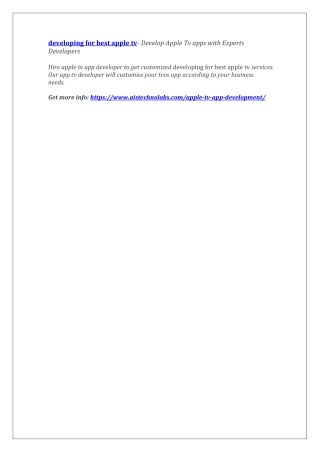 developing for best apple tv- Develop Apple Tv apps with Experts Developers