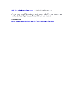 Full Stack Software Developer - Hire Full Stack Developer