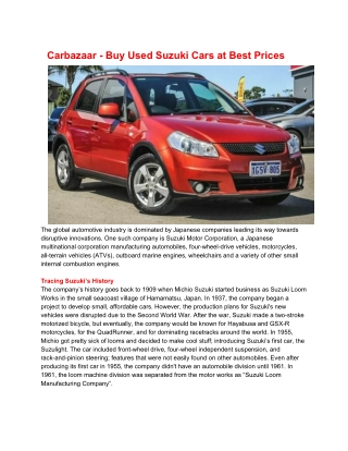 Buy Used Suzuki Cars at Best Prices