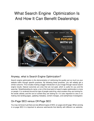 What Search Engine  Optimization Is And How It Can Benefit Dealerships