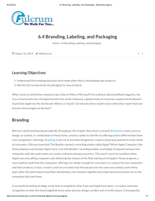 6.4 Branding, Labeling, and Packaging