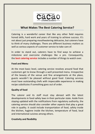 What Makes The Best Catering Service?