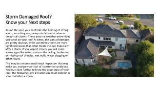 Storm Damaged Roof? Know your Next steps