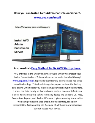 How you can Install AVG Admin Console on Server?- www.avg.com/retail