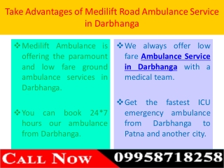 Book 365 Days Medilift Low Fare Ambulance Service in Darbhanga