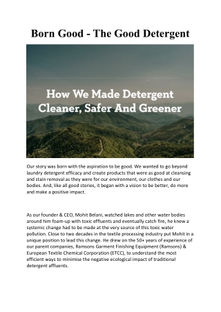 How We Made Liquid Detergent Cleaner, Safer And Greener